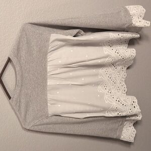 Allison Joy Gray & White Eyelet Sweatshirt